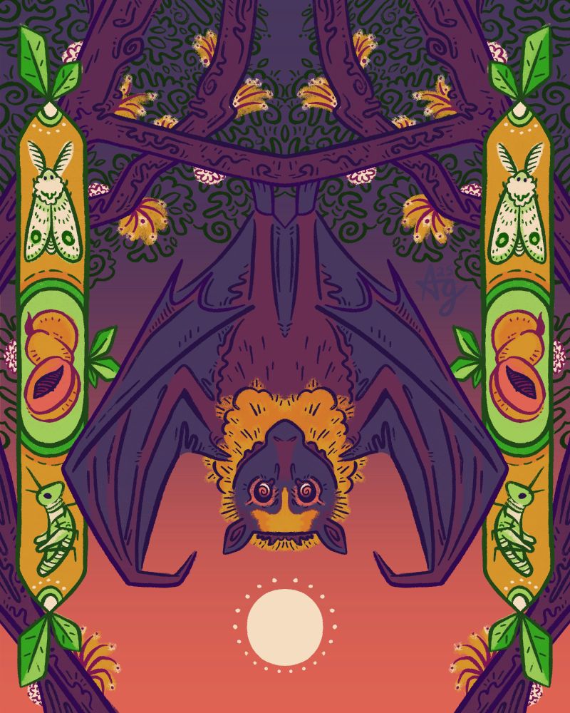 Digital illustration of a fruit bat