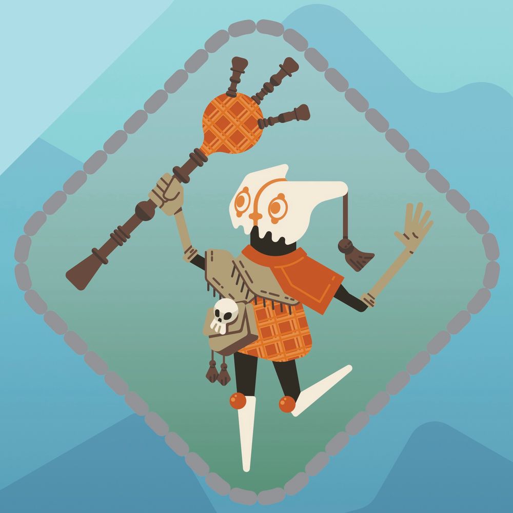 Vector art of barb the bard from the game death's door