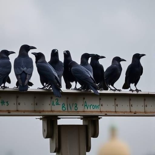 Murder of crows on a steel beam. “Murder on a girder” instead of Elf on the Shelf. Haha 