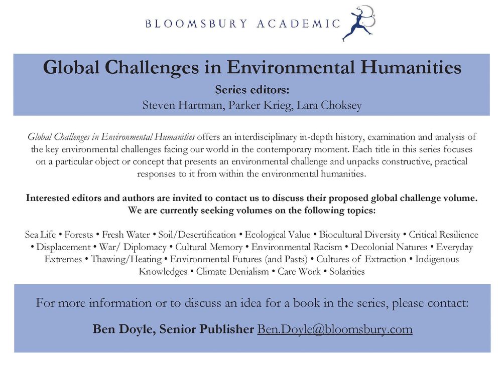 Global Challenges in the Environmental Humanities series call for proposals.