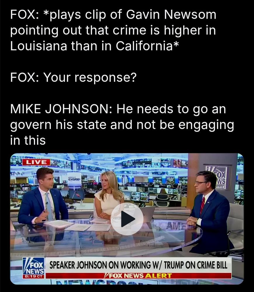 Mike Johnson mad about Newsom telling the truth about Louisiana
