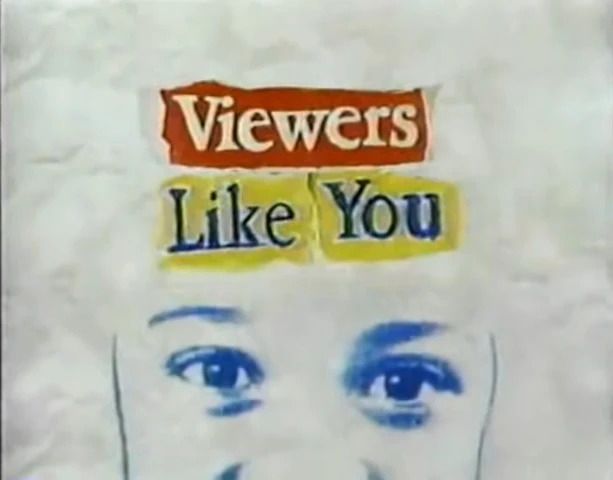 White background, crinkled like paper a little bit, with "Viewers like you" above the outline of a blue face. Each word looks like it was cut out of a magazine — it's the bumper image from PBS' Ghostwriter