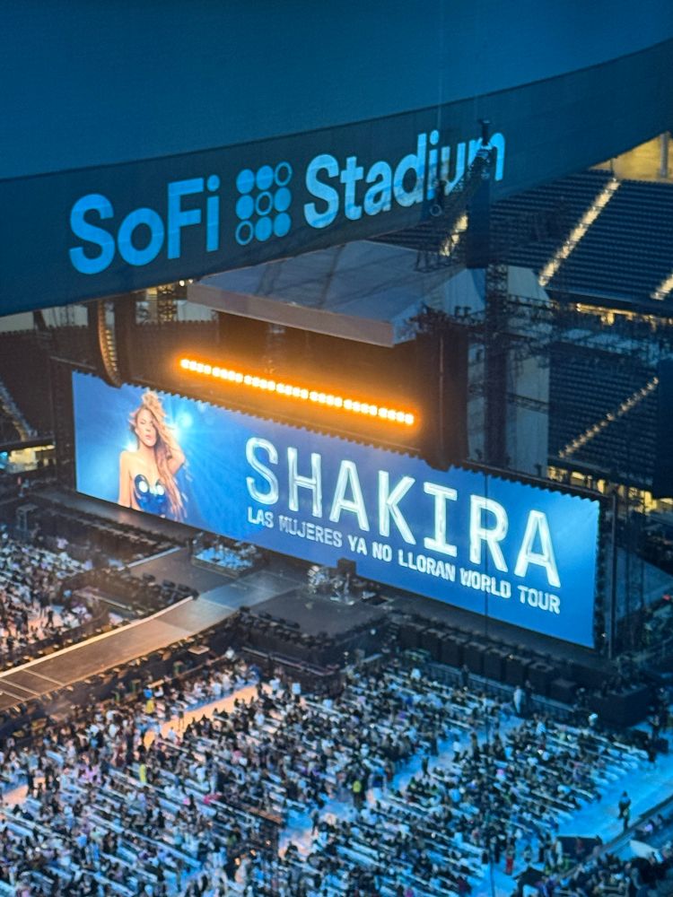 picture of Shakira’s las mujeres ya no lloran world tour sign at SoFi stadium 