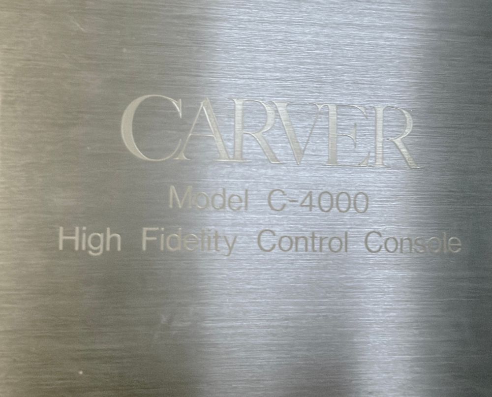 Carver logo with text that reads “Model C-4000 High Fidelity Control Console” on the bottom
