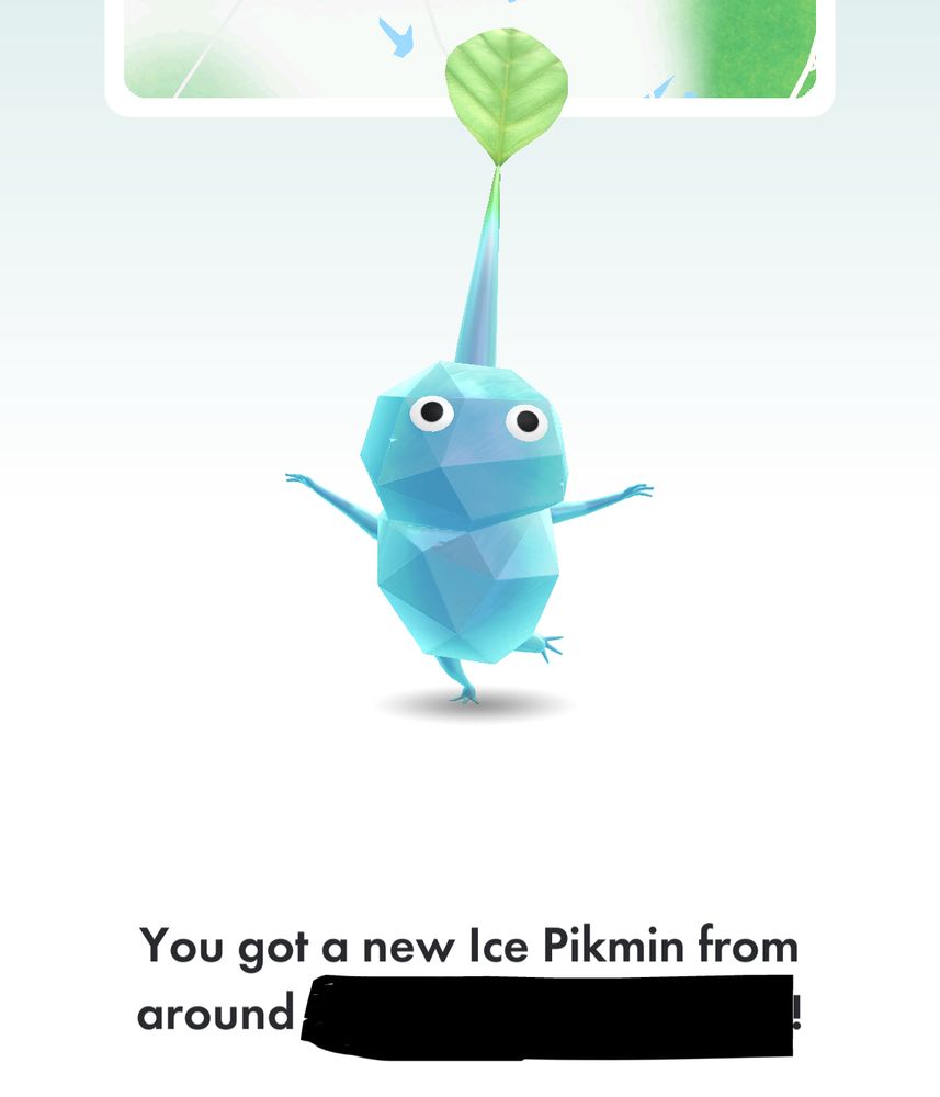 "You got a new Ice Pikmin from around [address withheld]!"