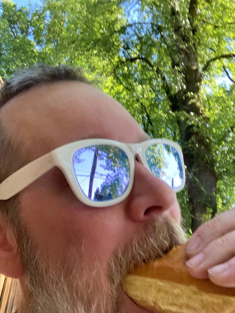 eating a hot dog 