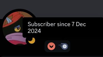 my profile, with the nitro badge highlighted, written "Subscriber since 7 Dec 2024" (today)