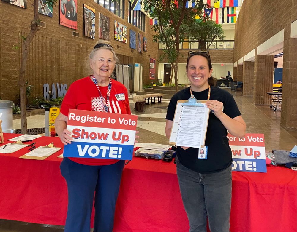 A voter registration table