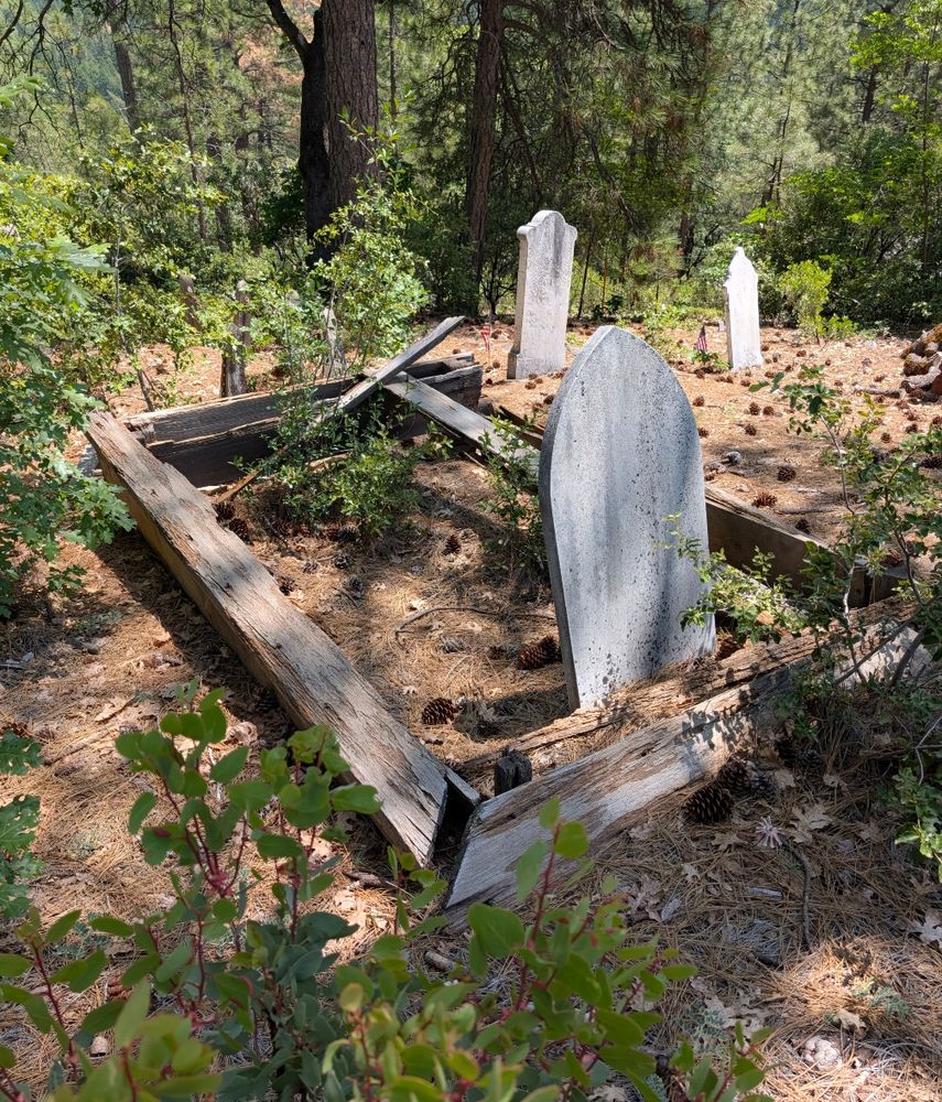 The headstone and 'crib' are the property of the family.