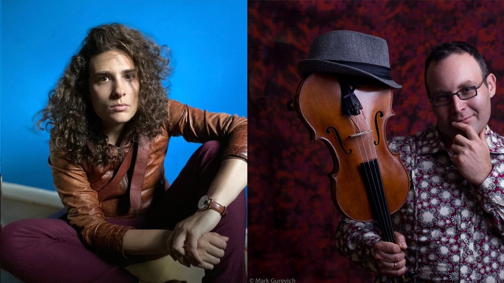 portraits of accordionist / pianist Simone Baron and Ljova 