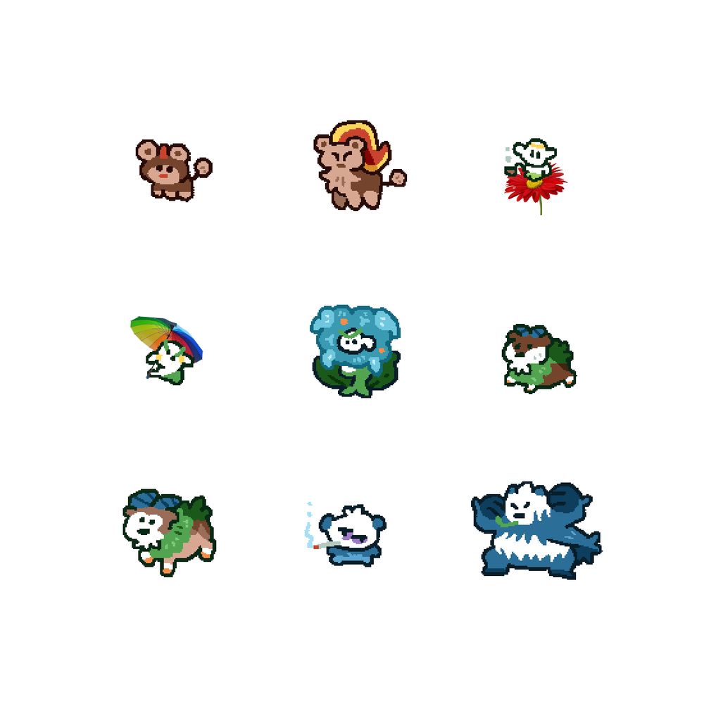 Cute Pokémon drawings. Litleo, Pyroar, Flabebe, Floette, Florges, Skiddo, Gogoat, Pancham, Pangoro.