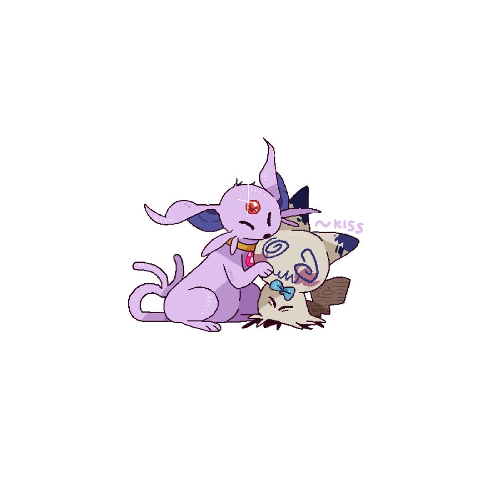espeon + mimikyu hugging