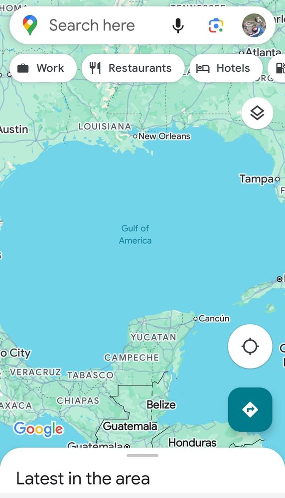 Screenshot of Google Maps saying Gulf of America