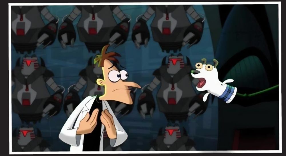 "if I had a nickel" meme format featuring a scientist in a white coat and a... robot sock puppet??