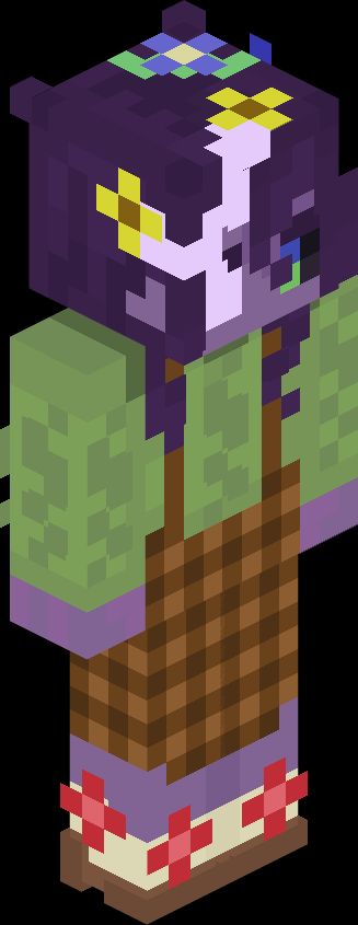 cryptidsin's OC Unholy in a cottagecore outfit.