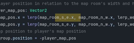 A picture of code in Godot's GDScript language. A variable in the middle of the picture is partially highlighted. The variable is "map_room_s_e.x" with the "_s_e.x" part highlighted.