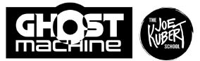 Ghost Machine logo next to Kubert School logo