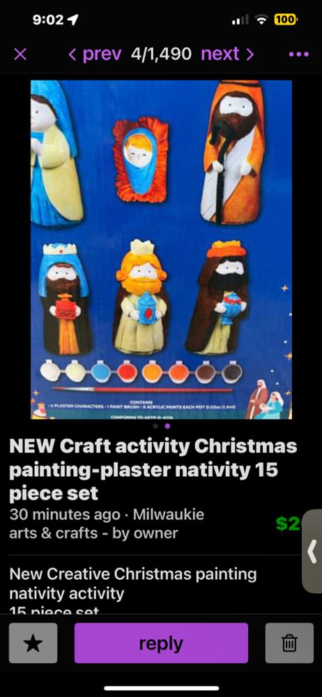 Craigslist ad for some paintable nativity figures