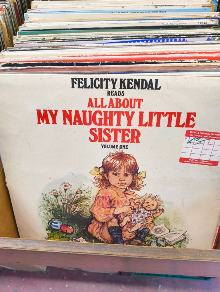 Felicity Kendal Reads All About My Naughty Little Sister on sale at Record and Tape Exchange Notting Hill today
