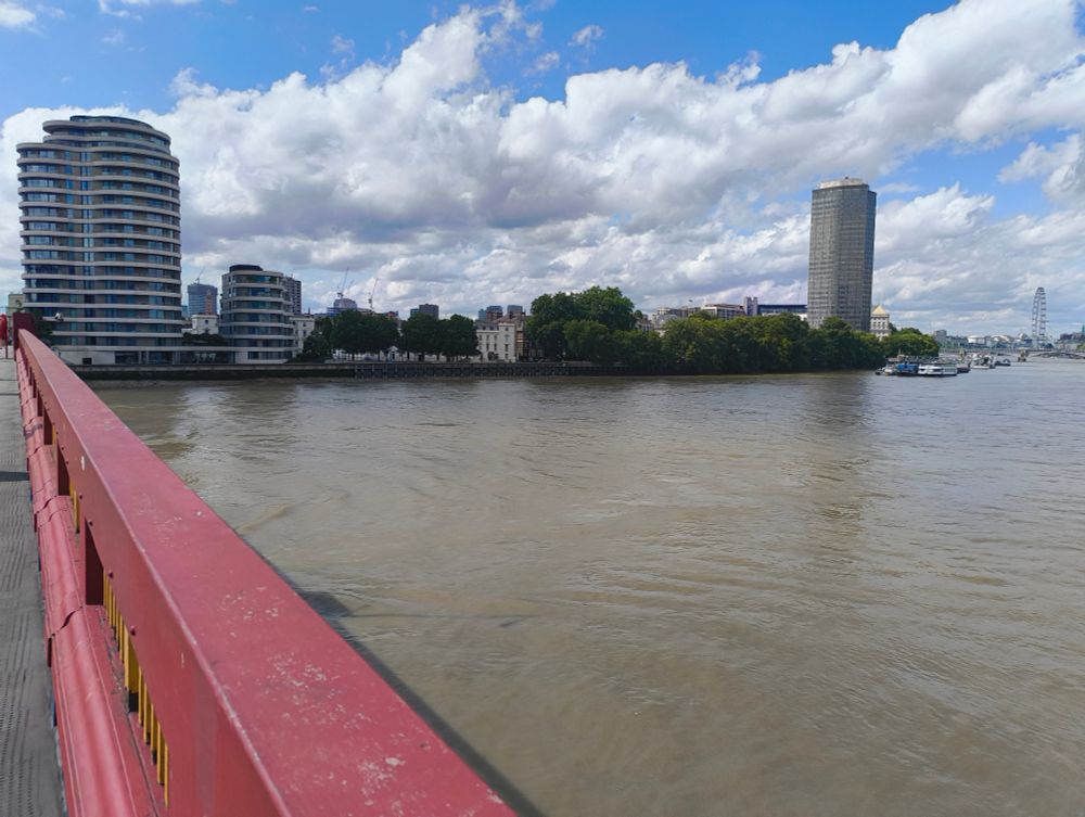 Over Vauxhall Bridge. Tate gallery and Henry Moore sculpture in the distance