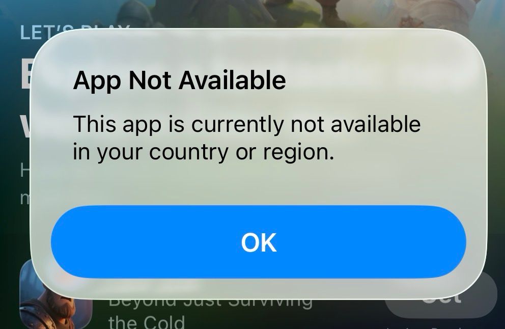 This app is currently not available in your country or region.
