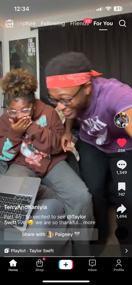 Screenshot of TikTok 

TerryAndKaniyia

They’re celebrating because they’ve just bought tickets