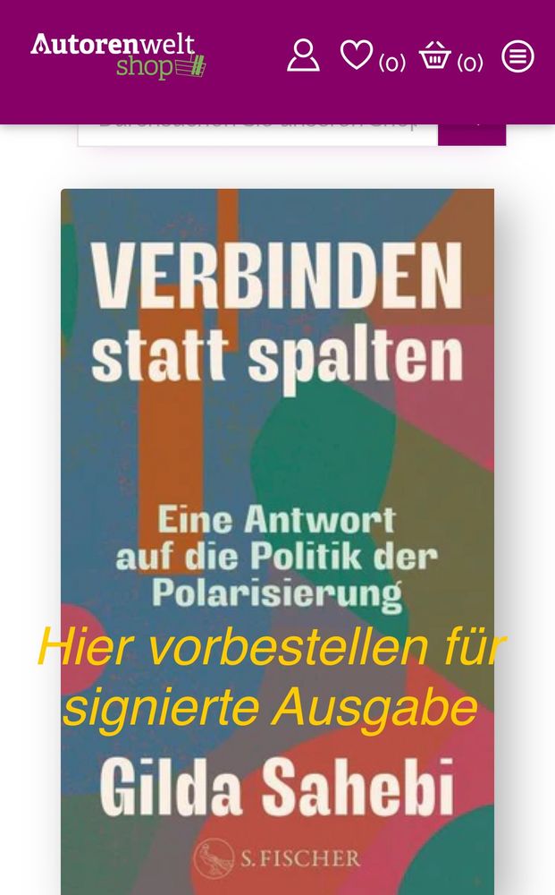 Mein neues Buch „Verbinden statt spalten. Eine Antwort auf die Politik der Polarisierung“ zum Vorbestellen im Autorenwelt-Shop für eine signierte Ausgabe.