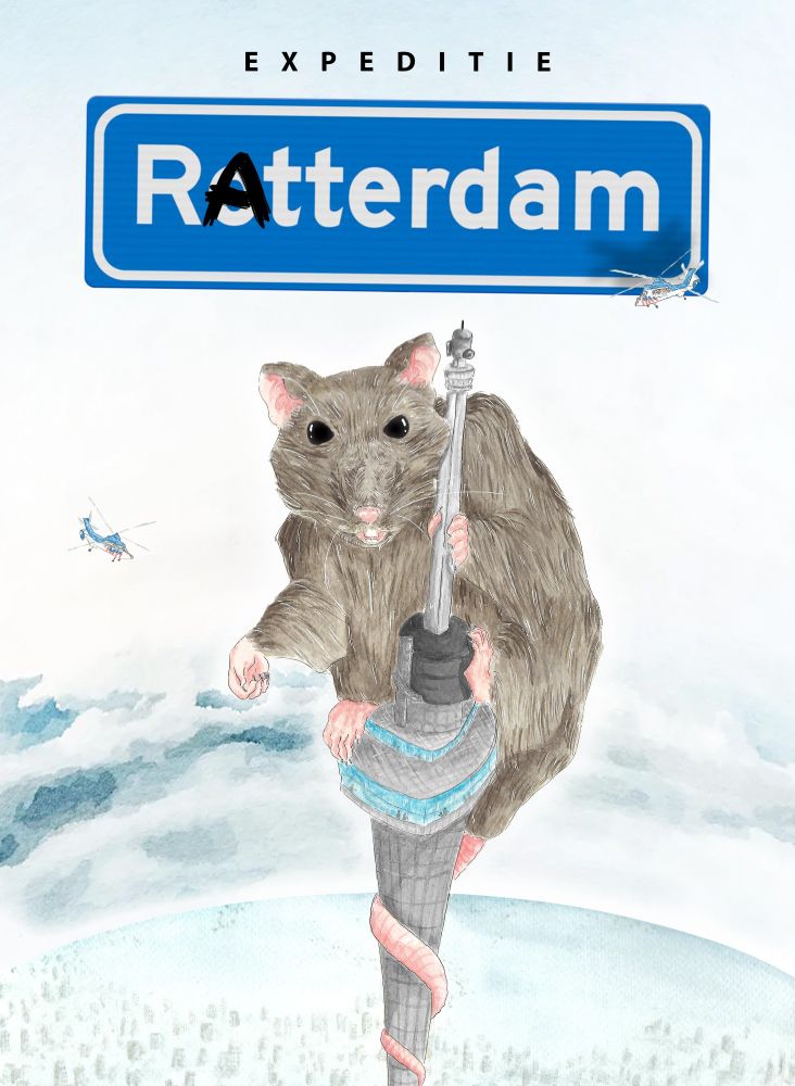 Tekening van een rat op de Euromast