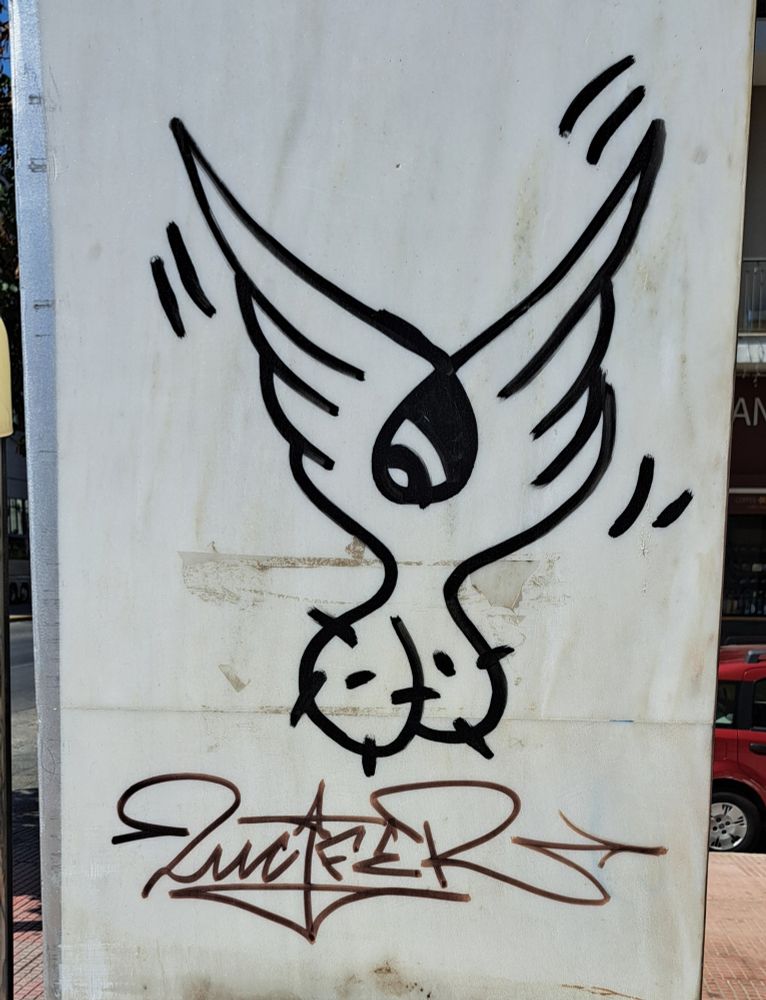 Graffiti représentant des couilles ailées 