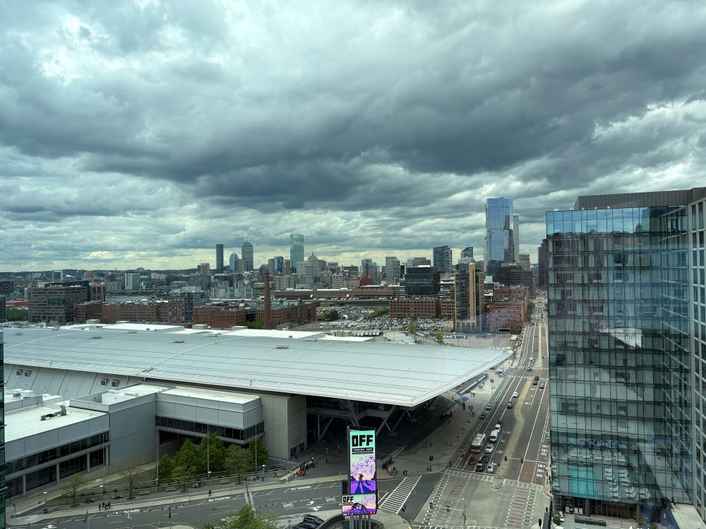 Clouds over Boston with the convention center in the foreground