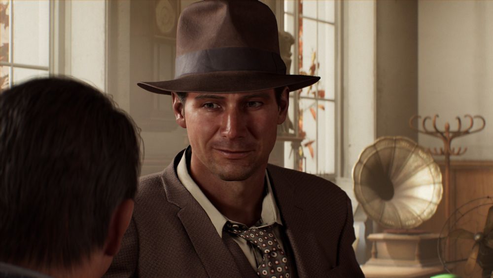 Video game Indiana Jones smiling impishly