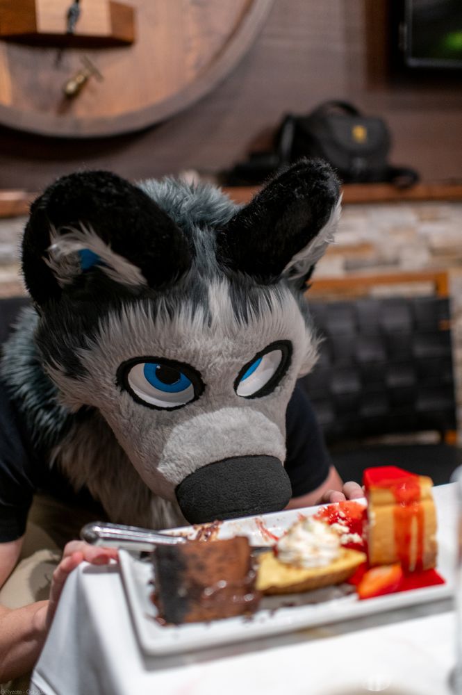 Scarobs about to attack the dessert plate. 
(This year, individual desserts!)