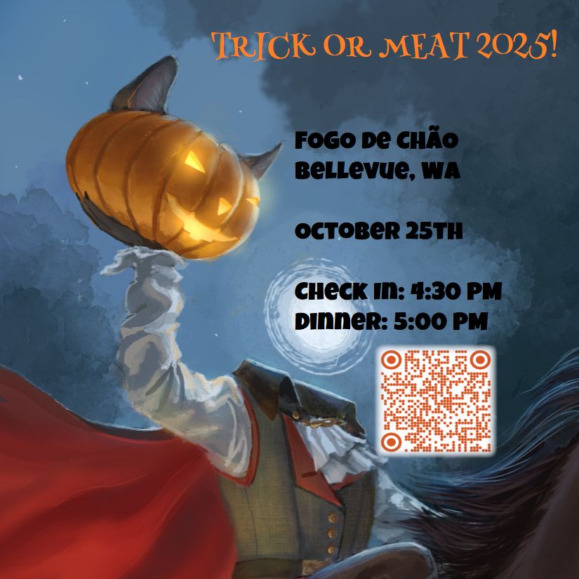 Poster for this year's Trick or Meat 2025.
https://www.meetup.com/furlife/events/310730447/