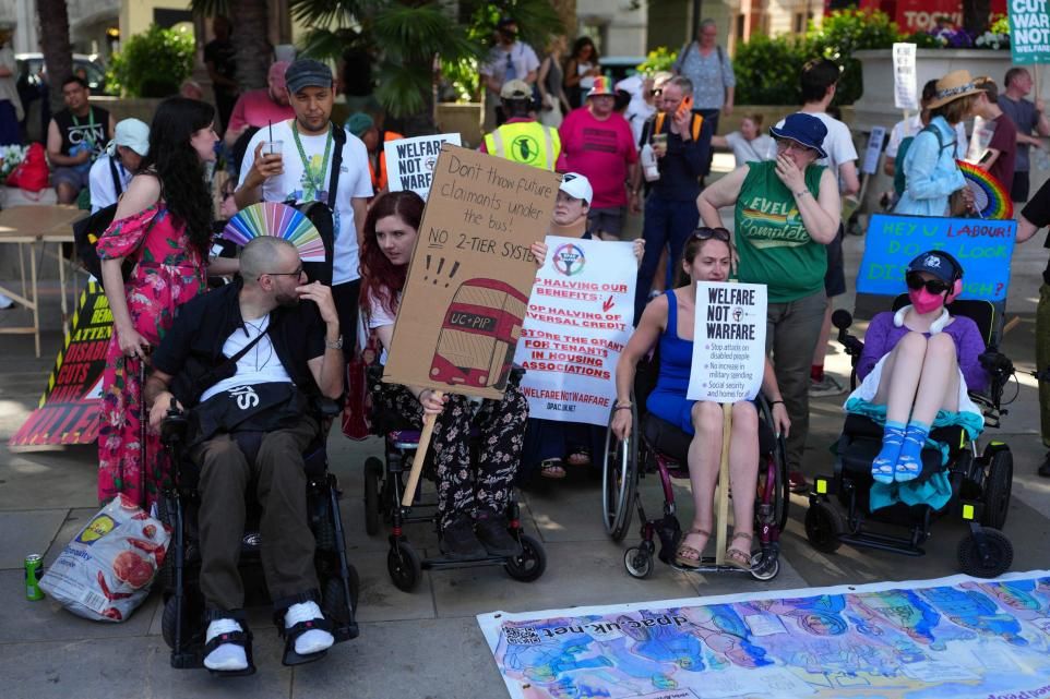Tiesday's protest outside Westmister against the proposed cuts to disability entitlement.