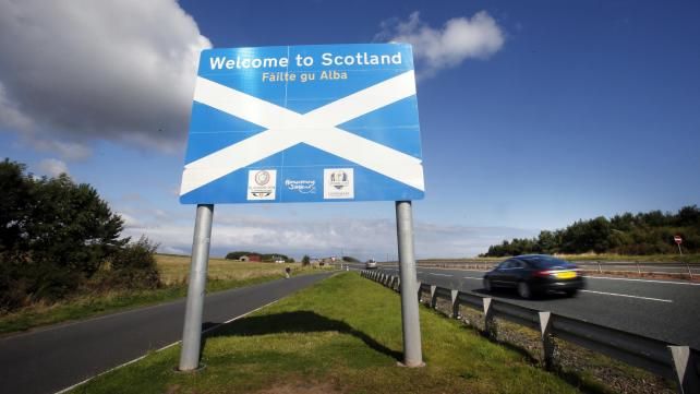 The 'Welcome to Scotland' sign on the A1.