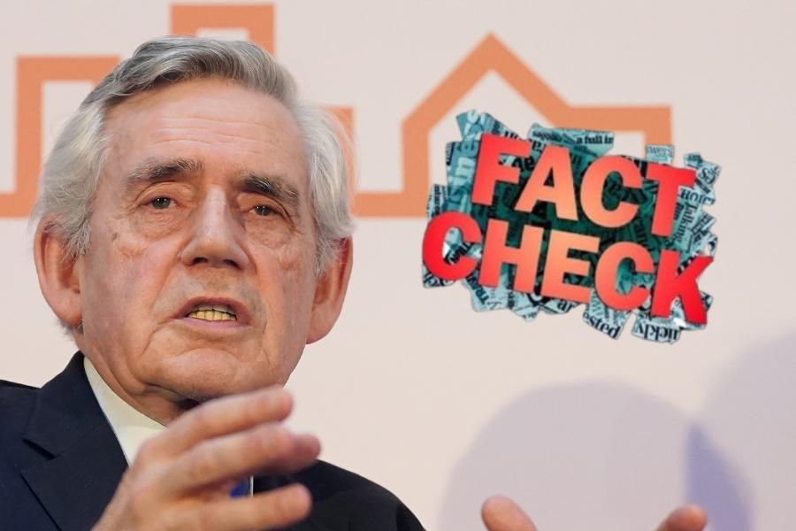 Head shot of Gordon Brown next to the words 'FACT CHECK'.