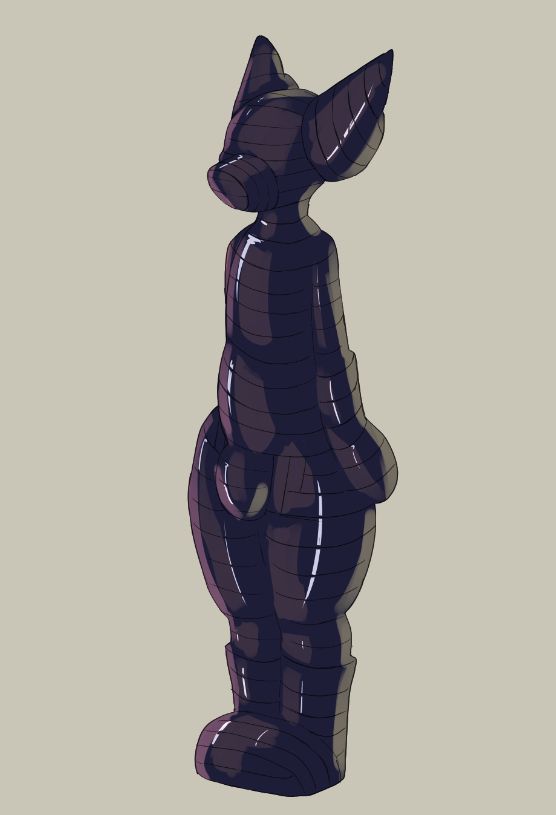 An anthro kitsune encased head to toe in latex wrapping. turning them into a stiff, rubber mummy. though they are still very much alive. kept in good health by the magic infused wrapping. While not showing markings or details through the latex, their boots, gloves and additional pair of ears are seen a little as they push against the rubber.

A convenient excuse for me to say they've been here ever since i stopped using them. stuck in a squeaky sarcophagus (that i will draw later) as they (of course) are being hypnotised and brainwashed.