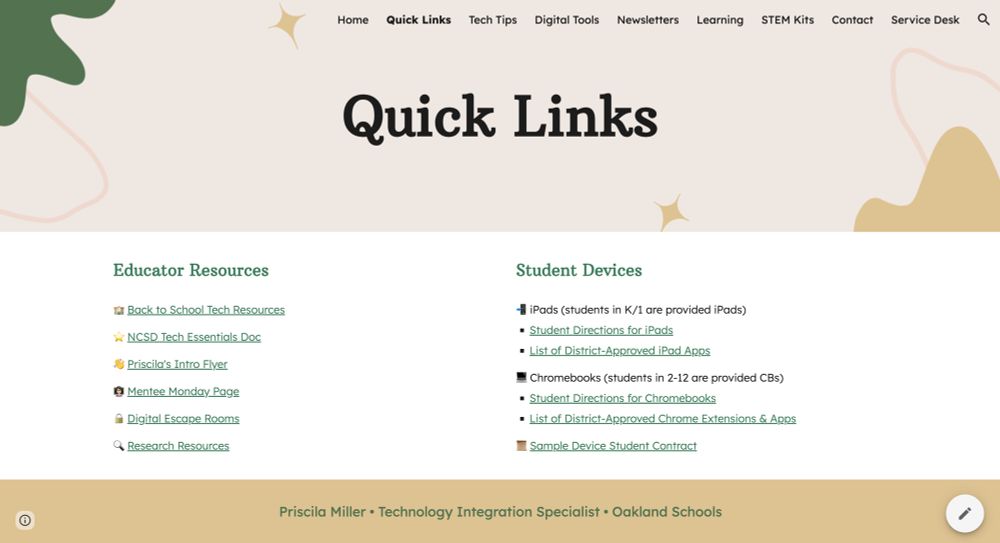 Tech Tidbits Hub quick links page