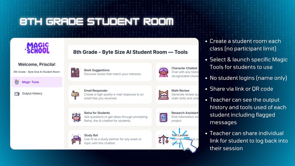 8th grade student room with a variety of magic tools for students to use