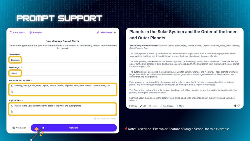 Prompt support with drop down menus