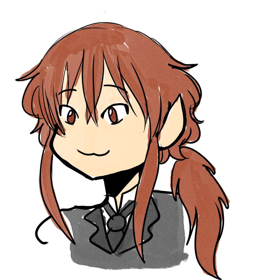 A sketched chibi bust of Nicolo smirking