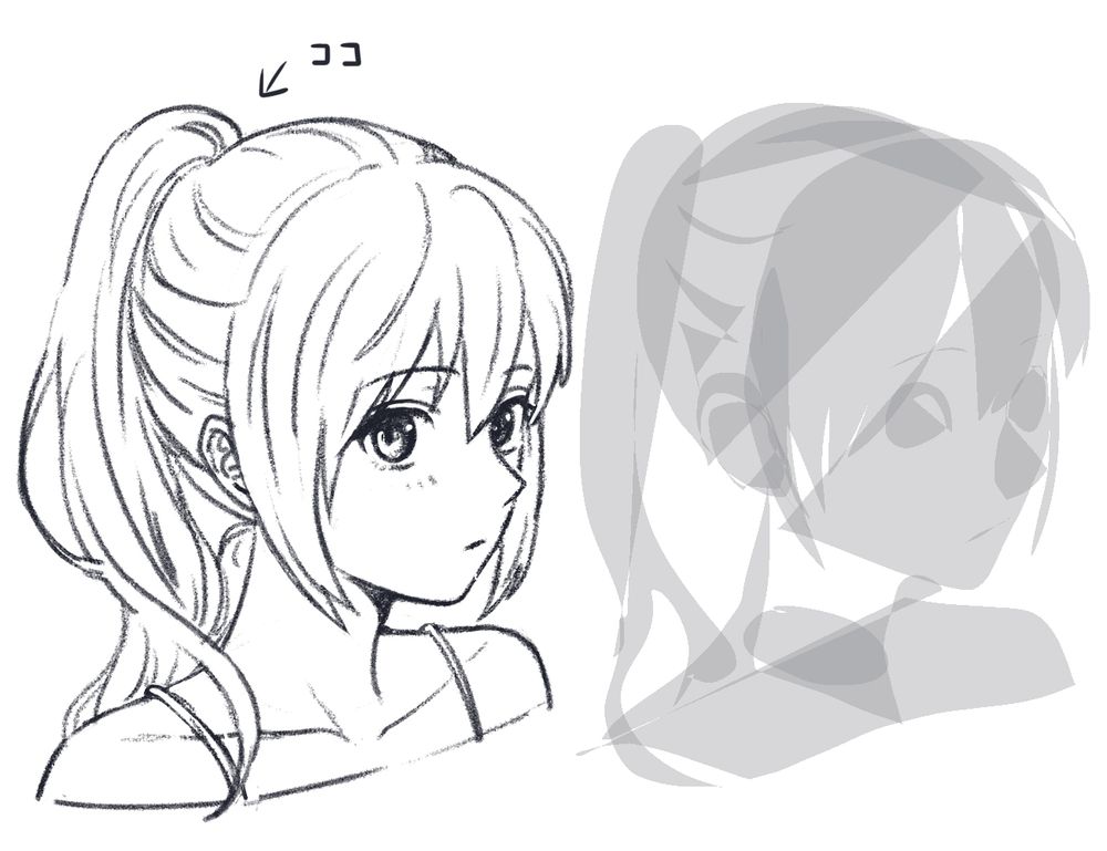 ポニーテールの女の子のイラストです