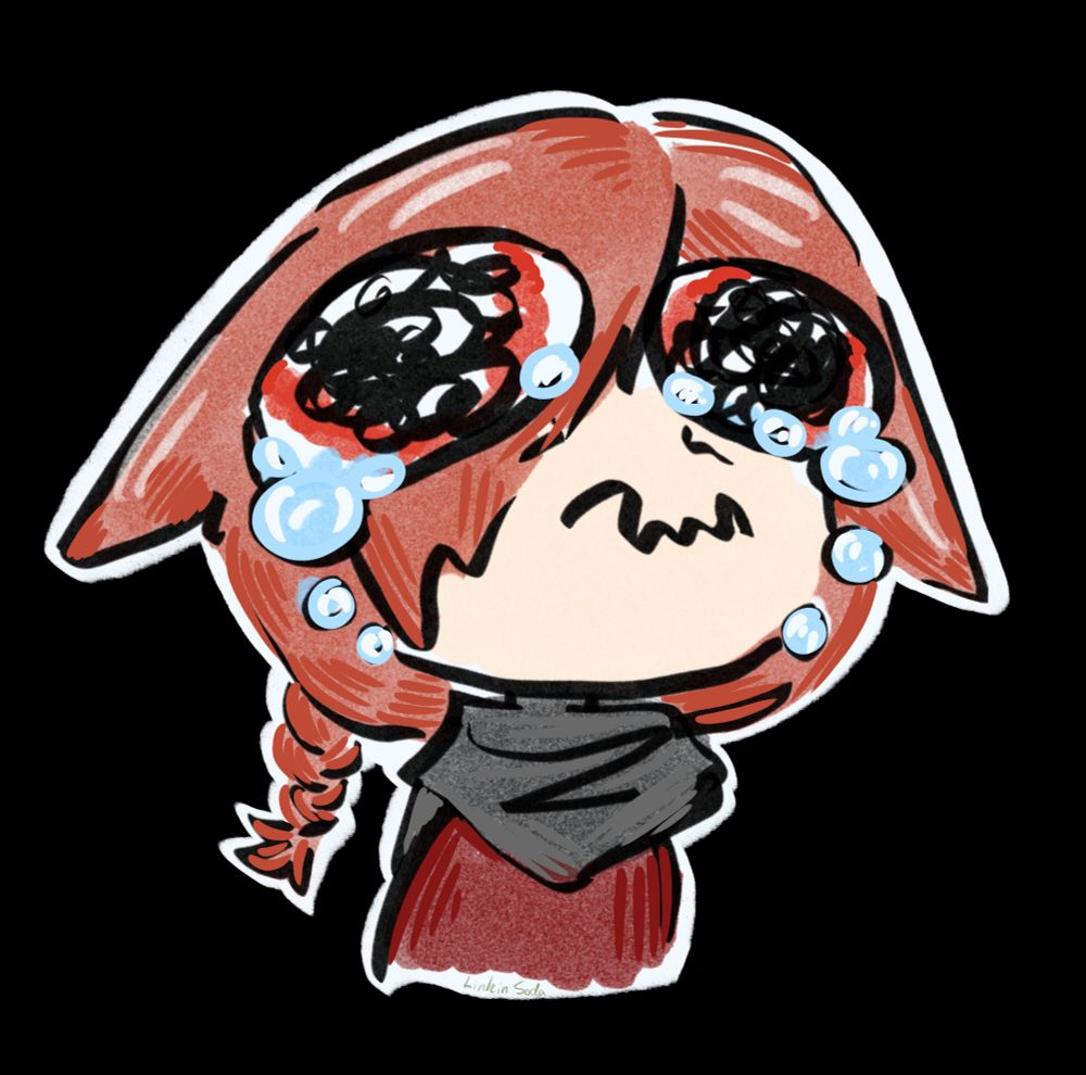 Crying red cat boy