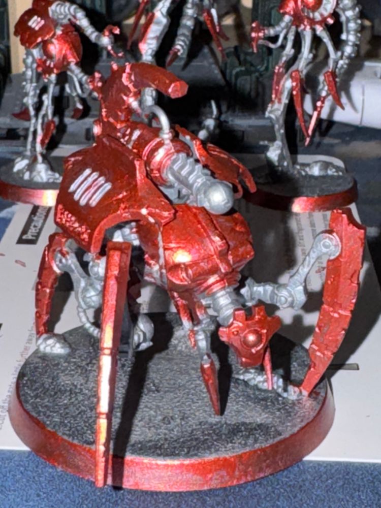 A Canoptek Tomb Crawler in the Canoptek Circle Kill Team from the recently released Tomb World boxed set. Work in progress, not final. Model by Games Workshop, painted by Phoebe Zeitler. 