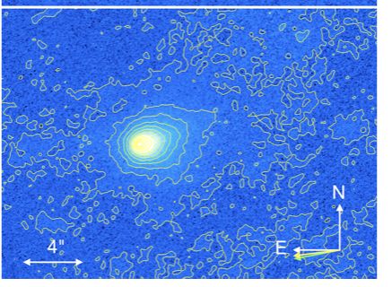 Hubble Space Telescope Image of comet 3I/Atlas. comet looks mostly white and yellow with cyan outer parts, against a blue sky. No indication of what the colors mean.