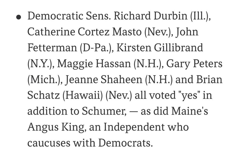 Ñames of Dems who voted for the CR to move forward 