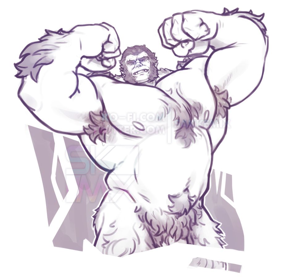 Beast from X-Men flexing like the big man he is.