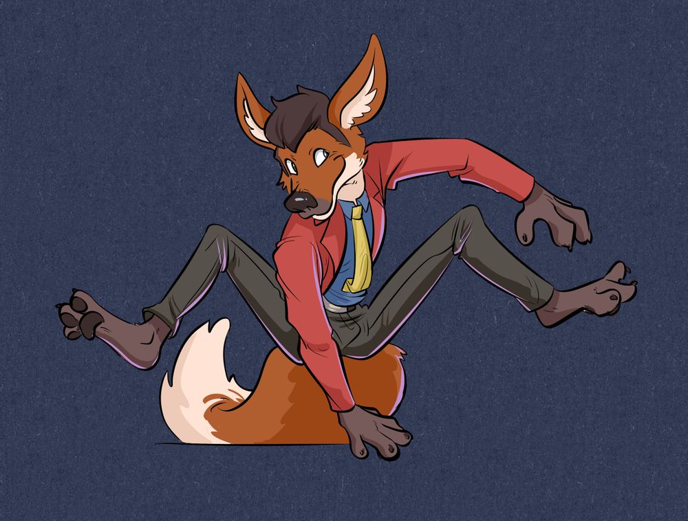 a cel shaded digital drawing of a leaping anthro maned wolf dressed like Lupin the Third. 