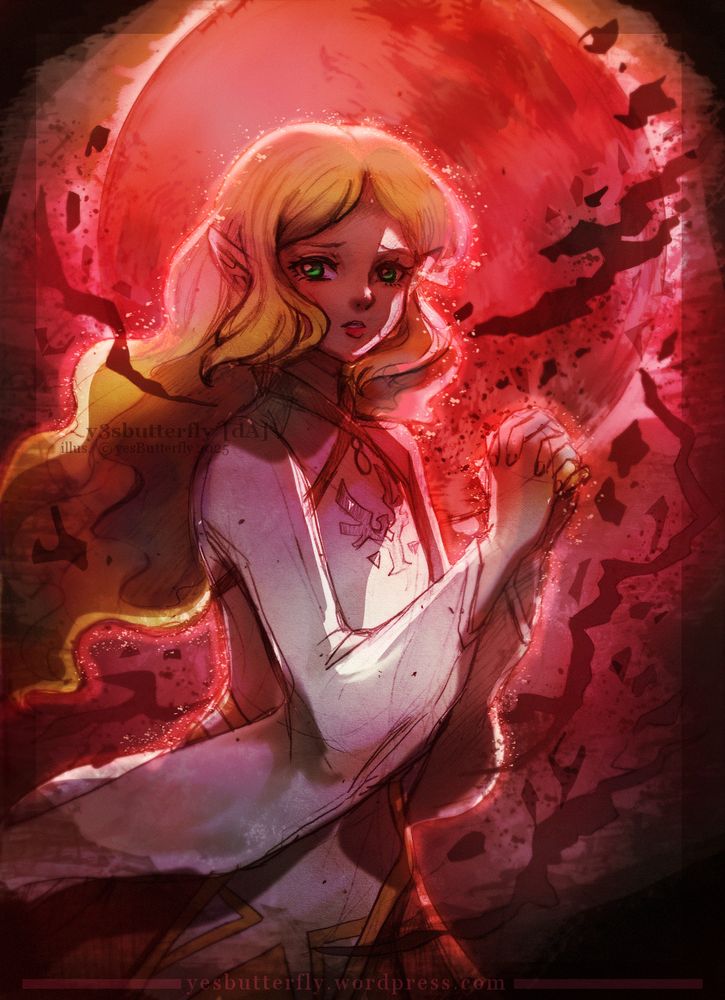 A traditional sketch that I did of a concept design for Princess Zelda. The design in question can be found in the Creating a Champion artbook for Breath of the Wild, where there were quite a few unused designs for Zelda, but I liked this one the most.  #tloz #nintendo #yesbutterfly