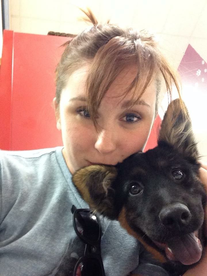 Loki and Steph on the first day they met. Loki looks really happy to be going home.